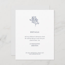 Olijfboom minimalistische bruiloft details | Blauw Informatiekaartje