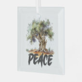 Olijfboom Vrede, gerechtigheid, liefde en hoop Glas Ornament (Voorkant links)