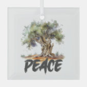 Olijfboom Vrede, gerechtigheid, liefde en hoop Glas Ornament (Voorkant)