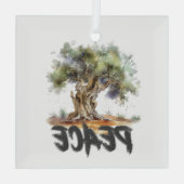 Olijfboom Vrede, gerechtigheid, liefde en hoop Glas Ornament (Achterkant)