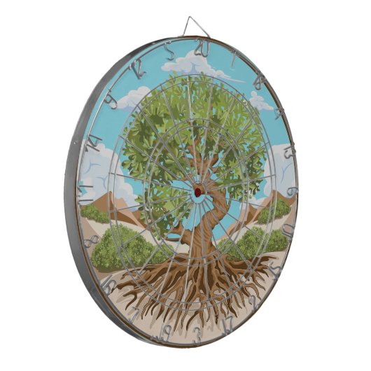 Olijfboom Vredessymbool in een vrij Palestina Land Dartbord (Voorkant Links)