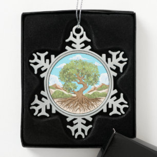 Olijfboom Vredessymbool in een vrij Palestina Land Tin Sneeuwvlok Ornament