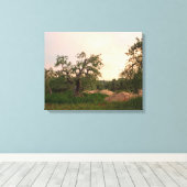 Olijfboomgaard bij zonsondergang canvas print (Insitu (Houten vloer))
