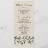 Olijfboomgaard en programma voor de bruiloft programmakaart (Achterkant)