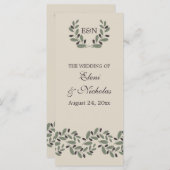 Olijfboomgaard en programma voor de bruiloft programmakaart (Voorkant / Achterkant)