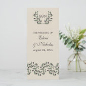 Olijfboomgaard en programma voor de bruiloft programmakaart (Staand voorkant)