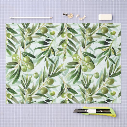 Olijfboomgaarden met de hand getekend zomerkruchte tissuepapier (Craft)