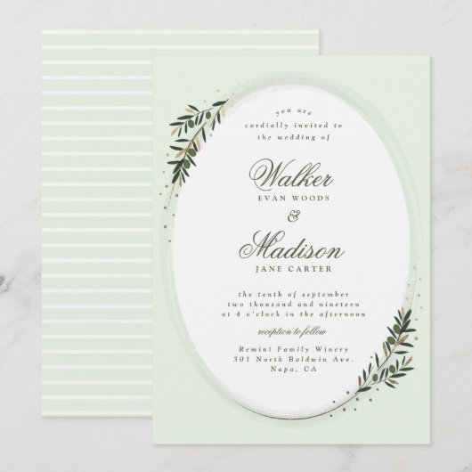 Olijfboomklassieke bruiloft kaart (Voorkant / Achterkant)