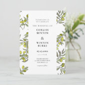 Olijfboompatroonbruiloft Kaart (Staand voorkant)