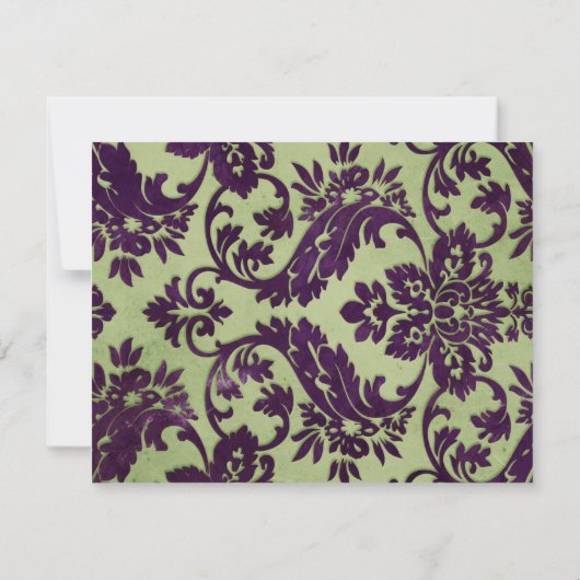 Olijfboomplant Olive Damask Lace Weddenschap Doubl RSVP Kaartje (Achterkant)