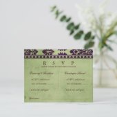 Olijfboomplant Olive Damask Lace Weddenschap Doubl RSVP Kaartje (Staand voorkant)