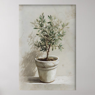 Olijfboomprint, lente landschap digitaal, 19e poster