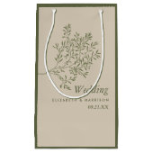 Olijfboomtak, bijtend en minimalistisch huwelijk klein cadeauzakje (Voorkant)