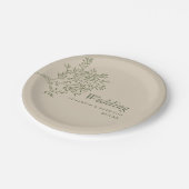 Olijfboomtak, bijtend en minimalistisch huwelijk papieren bordje (Gekanteld)