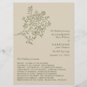 Olijfboomtak, bijtend en minimalistisch huwelijk programmakaart (Voorkant)