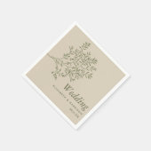 Olijfboomtak, bijtend en minimalistisch huwelijk servet (Hoek)