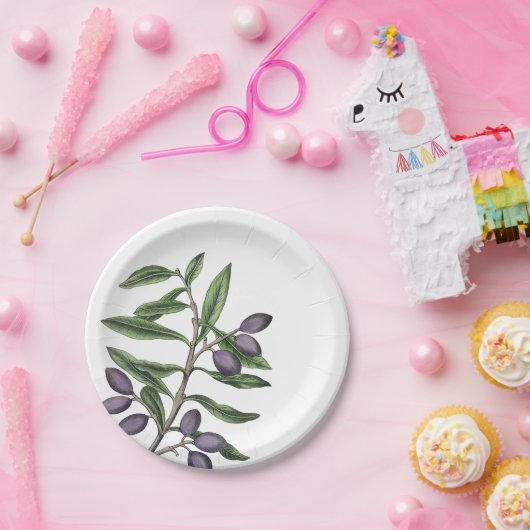 Olijfboomtak groen Paarse Bord (Feest)