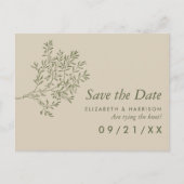 Olijfboomtak, Rustic Wedding Save the Date Aankondigingskaart (Voorkant)