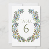 Olijfboomtakken boho trouwtafel nummers kaart (Voorkant)