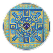 Olijfboomversiering voor de boze ogen keramische knop (Voorkant)