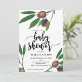 olijfbranlaurel modern baby shower kaart (Staand voorkant)
