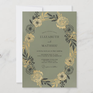 Olijfchampagne Loof Eucalyptus Bruiloft Kaart