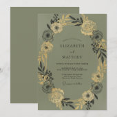 Olijfchampagne Loof Eucalyptus Bruiloft Kaart (Voorkant / Achterkant)