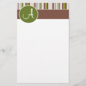 Olijfcirkel met strepen "Monogram A" Stationery Briefpapier (Voorkant)