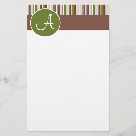 Olijfcirkel met strepen "Monogram A" Stationery Briefpapier (Voorkant)