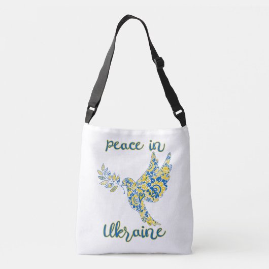 Olijfduif van vredes-Oekraïense vlagkleuren Crossbody Tas (Achterkant)