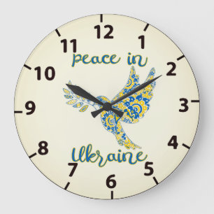 Olijfduif van vredes-Oekraïense vlagkleuren Grote Klok