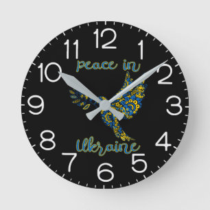 Olijfduif van vredes-Oekraïense vlagkleuren Ronde Klok