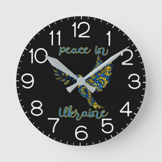 Olijfduif van vredes-Oekraïense vlagkleuren Ronde Klok (Voorkant)