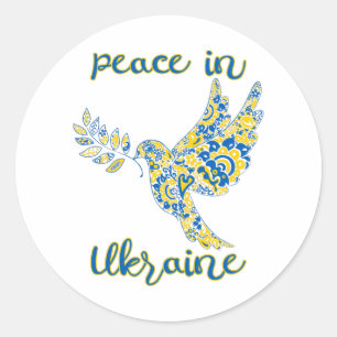 Olijfduif van vredes-Oekraïense vlagkleuren Ronde Sticker