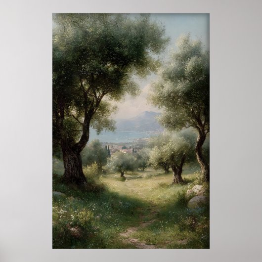 Olijfgaard-afdruk, lente landschap digitaal, 19e poster (Voorkant)