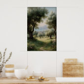 Olijfgaard-afdruk, lente landschap digitaal, 19e poster (Keuken)