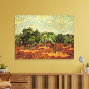 Olijfgaard, Bleke Blauwe Lucht door Vincent van Go Canvas Afdruk