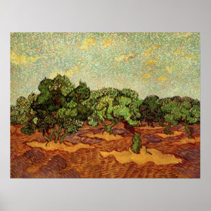 Olijfgaard, Bleke Blauwe Lucht door Vincent van Go Poster