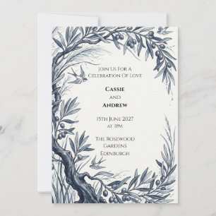 Olijfgaard Chinoiserie Trouwuitnodiging Kaart