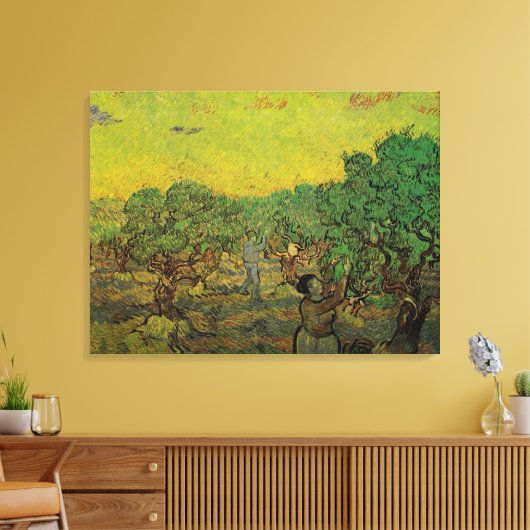 Olijfgaard met plukfiguren, Vincent van Gogh Canvas Afdruk (Insitu (Woonkamer))