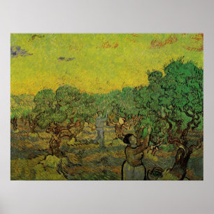 Olijfgaard met plukfiguren, Vincent van Gogh Poster