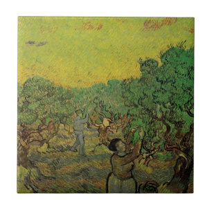 Olijfgaard met plukfiguren, Vincent van Gogh Tegeltje