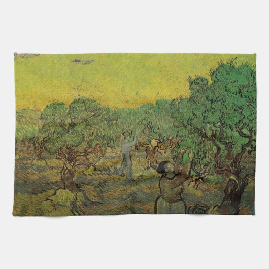 Olijfgaard met plukfiguren, Vincent van Gogh Theedoek (Horizontaal)
