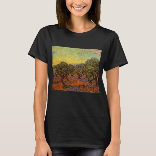 Olijfgaard, oranje lucht door Vincent van Gogh T-shirt (Voorkant)