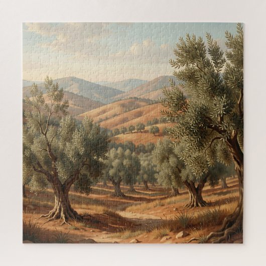 Olijfgaard Rollende Heuvels Toscaanse Platteland Legpuzzel (Verticaal)