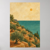Olijfgaard Terras Watercolour Cottagecore Poster (Voorkant)