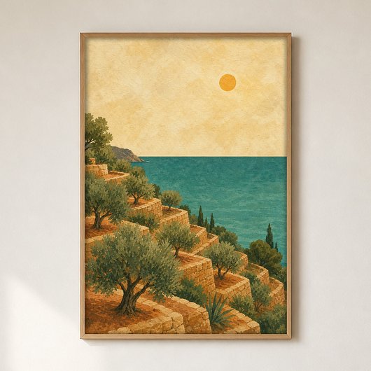 Olijfgaard Terras Watercolour Cottagecore Poster