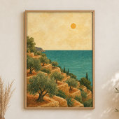 Olijfgaard Terras Watercolour Cottagecore Poster