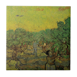 Olijfgaard van Van Gogh met plukfiguren Vintage Ku Tegeltje
