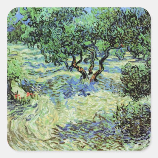 Olijfgaard van Vincent van Gogh Vierkante Sticker (Voorkant)